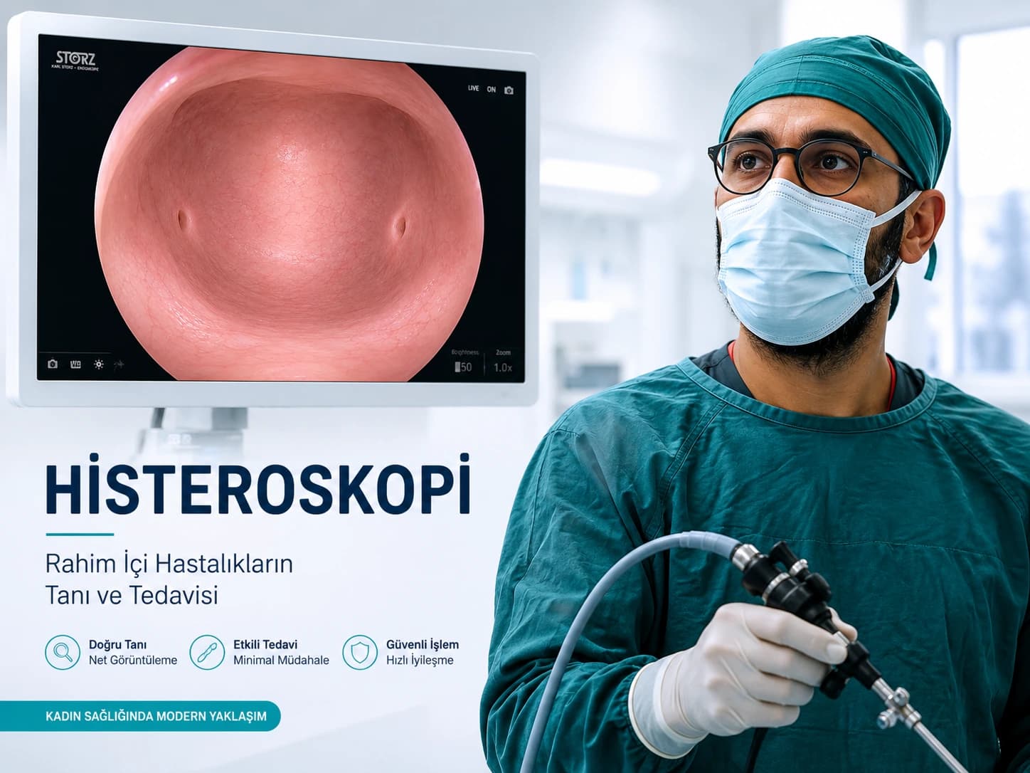 Histeroskopi işlemi sırasında rahim içindeki endometrial polibin görüntülenmesi ve çıkarılması. Rahim içi hastalıkların tanı ve tedavisinde histeroskopi.