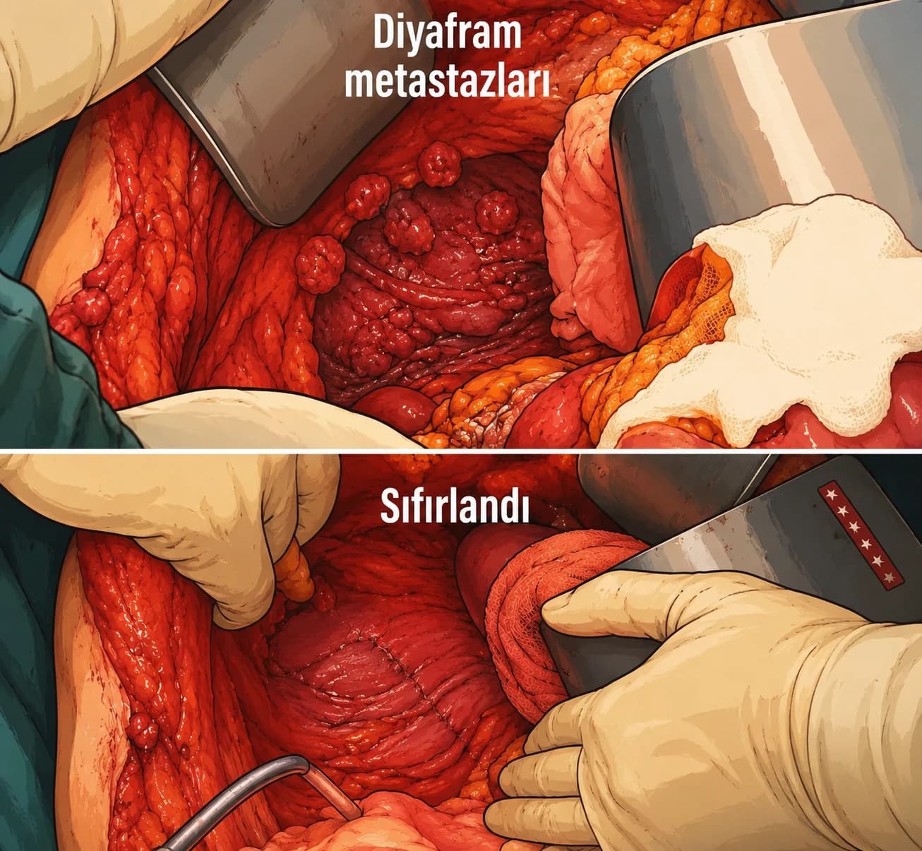 ileri evre over kanserinde diyafram metastazı gorunumu